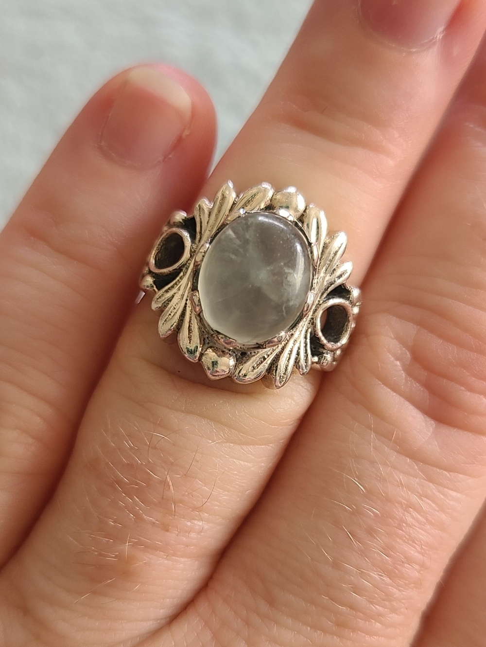 Sterling Floral Fluorite Ring